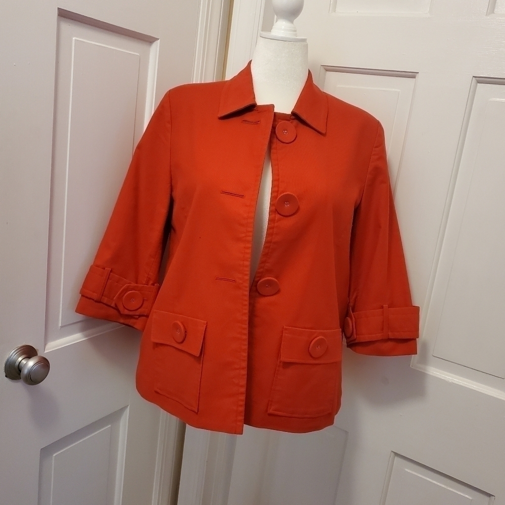 Coldwater Creek Red Cotton Blazer size 12, Preppy